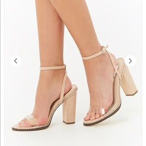 NWOT Nude Embellished Suede Heels